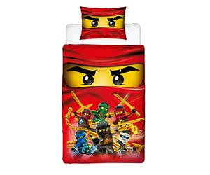 LEGO Ninjago Collective Design Single Duvet Cover | Reversible Two Sided Bedding Featuring Master Builder Llyod, With Matching Pillow Case