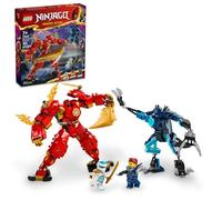 LEGO NINJAGO Kai’s Elemental Fire Mech Action Figure, Mini Ninja Toy for Kids with Customizable Red Ninja Figure Plus Kai and Zane Minifigures, Adventure Set for Boys and Girls Ages 7 and Up, 71808
