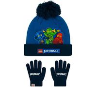 LEGO Ninjago Kids Hat And Gloves Set | Kai, Lloyd And Jay Winter Hats For Kids | Boys Hat And Gloves Set | One Size Blue