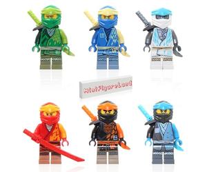 LEGO Ninjago Legacy Minifigure Combo Pack - Lloyd, Jay, Kai, Cole, Zane, NYA (with Weapons and Display Stand)
