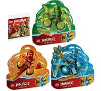 Lego Ninjago Set of 4: 71777 Kai's Dragon Power Spinjitzu Flip, 71778 Nya's Dragon Power Spinjitzu Drift, 71779 Lloyds Dragon Power Spinjitzu Spin & 30593 Lloyd Suit Mech Polybag