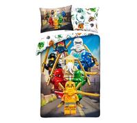 Lego Ninjago Team Single Duvet Cover 140x200 + Pillowcase 100% Cotton Gift | Reversible single bedding | The full Ninjago team assembled | Official Lego licence | Age 4-12
