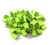 LEGO Pack of 50 stone 2x2 knobs in lime green.