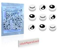 LEGO Parts and Pieces - 50 Pcs Mixed Lot of White 1X1 Tile (Full Eyes, Partially Closed Eyes, and Closed Eyes) Plus Minifigureland Tile