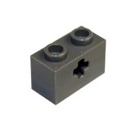 LEGO Parts and Pieces: Technic Dark Gray (Dark Stone Grey) 1x2 Brick with Axle Hole x20
