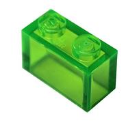 LEGO Parts and Pieces: Trans-Bright Green (Transparent Bright Green) 1x2 Brick x50