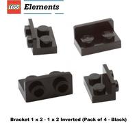 Lego Parts: Bracket 1 x 2 - 1 x 2 Inverted (PACK of 4 - Black)