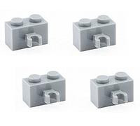 Lego Parts: Brick, Modified 1 x 2 with Vertical Clip (PACK of 4 - LBGray)