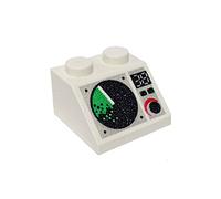 Lego Parts: Slope 45º 2 x 2 Decorated with Radar Screen Pattern (White)