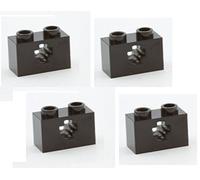 Lego Parts: Technic, Brick 1 x 2 with Axle Hole (PACK of 4 - Black)