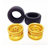 Lego Parts: Tire/Rim Bundle (2) Black 43.2 x 22 ZR Tires (2) Pearl Gold 30.4mm x 20mm Wheel Rims by B&F-BuildPacks