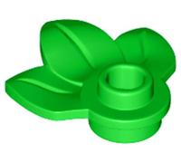 LEGO Plant Plate, Round 1 x 1 with 3 Leaves Part 32607 (Bright Green, 100, Bricks)