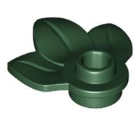 LEGO Plant Plate, Round 1 x 1 with 3 Leaves Part 32607 (Dark Green, 100, Bricks)