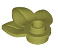LEGO Plant Plate, Round 1 x 1 with 3 Leaves Part 32607 (Olive Green, 100, Bricks)