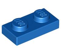 LEGO Plate 1 x 2, Part 3023, Building Brick Component (Blue, 10, Bricks)