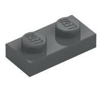 LEGO Plate 1 x 2, Part 3023, Building Brick Component (Dark Bluish Gray, 10, Bricks)