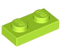 LEGO Plate 1 x 2, Building Brick Component, Part 3023, Choose Your Colour (Lime, 50, Bricks)