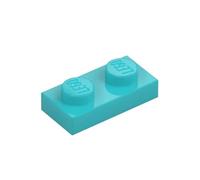 LEGO Plate 1 x 2, Part 3023, Building Brick Component (Medium Azure, 10, Bricks)