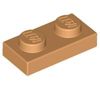 LEGO Plate 1 x 2, Part 3023, Building Brick Component (Medium Nougat, 10, Bricks)