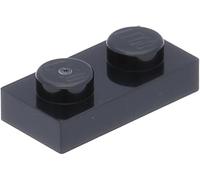 LEGO Plate 1 x 2, Part 3023, Building Brick Component (Black, 50, Bricks)