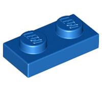 LEGO Plate 1 x 2, Part 3023, Building Brick Component (Blue, 100, Bricks)