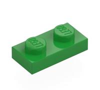 LEGO Plate 1 x 2, Part 3023, Building Brick Component (Bright Green, 10, Bricks)
