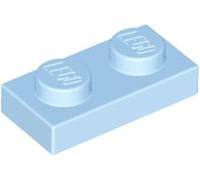 LEGO Plate 1 x 2, Part 3023, Building Brick Component (Bright Light Blue, 10, Bricks)