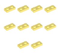 LEGO Plate 1 x 2, Part 3023, Building Brick Component (Bright Light Yellow, 10, Bricks)
