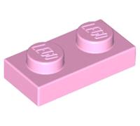 LEGO Plate 1 x 2, Part 3023, Building Brick Component (Bright Pink, 10, Bricks)