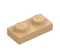 LEGO Plate 1 x 2, Part 3023, Building Brick Component (Dark Tan, 10, Bricks)