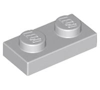 LEGO Plate 1 x 2, Part 3023, Building Brick Component (Light Bluish Gray, 50, Bricks)