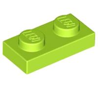 LEGO Plate 1 x 2, Building Brick Component, Part 3023, Choose Your Colour (Lime, 10, Bricks)