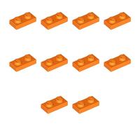 LEGO Plate 1 x 2, Part 3023, Building Brick Component (Orange, 50, Bricks)