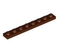 LEGO Plate 1 x 8, Part 3460 (Reddish Brown, 10, count)