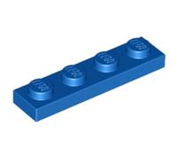 LEGO Plate 1x4, Building Brick Part 3710 (Blue, 10, count)