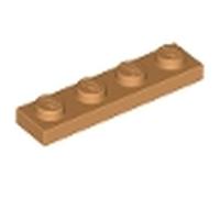 LEGO Plate 1x4, Building Brick Part 3710 (Medium Nougat, 10, count)