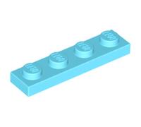 LEGO Plate 1x4, Building Brick Part 3710, Part 3710, Choose Your Colour (Medium Azure, 50, Bricks)