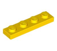 LEGO Plate 1x4, Building Brick Part 3710 (Yellow, 10, count)