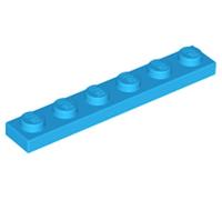 LEGO Plate 1x6, Part Number 3666 (Dark Azure, 5, Bricks)