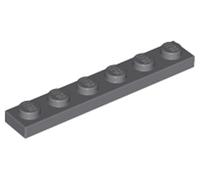 LEGO Plate 1x6, Part Number 3666 (Dark Bluish Gray, 10, Bricks)