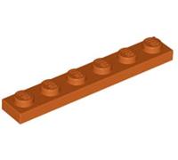 LEGO Plate 1x6, Part Number 3666 (Dark Orange, 5, Bricks)
