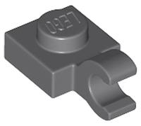 LEGO Plate, Modified 1 x 1 with Open O Clip (Horizontal Grip), Part 61252 (Dark Bluish Gray, 20, Bricks)