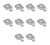 LEGO Plate, Modified 1 x 1 with Open O Clip (Horizontal Grip), Part 61252 (Light Bluish Gray, 10, Bricks)
