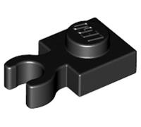 LEGO Plate Modified 1 x 1 with Open O Clip, Vertical Grip, Part 4085d (Black, 10, Bricks)