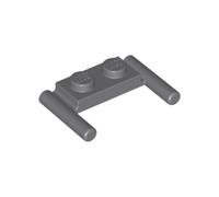LEGO Plate, Modified 1 x 2 with Bar Handles - Flat Ends, Low Attachment, Part 3839b, Choose Your Colour, Part 3839b, Choose Your Colour (Dark Bluish Gray, 2, count)