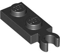 LEGO Plate, Modified 1 x 2 with Clip on End (Vertical Grip), Part 78256 (Black, 25, Bricks)