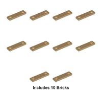 LEGO Plate, Modified 1 x 4 with 2 Studs with Groove, Part 41740 (Dark Tan, 10, count)