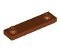 LEGO Plate, Modified 1 x 4 with 2 Studs with Groove, Part 41740 (Reddish Brown, 10, count)