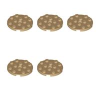 LEGO Plate, Round 4 x 4 with Hole, Part 60474 (Dark Tan, 10, Bricks)