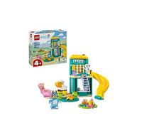 LEGO Bluey Playground Fun with Bluey and Chloe - Toy for 4+ Year Old Girls & Boys - incl. 2 Minifigures, a Functional Pink See-Saw, Slide, Climbing Frame & 3 Plants - Gift for TV Show Fans - 11201